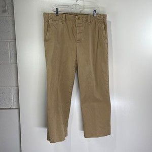 Hilfiger men's pant loose fit beige button front closer